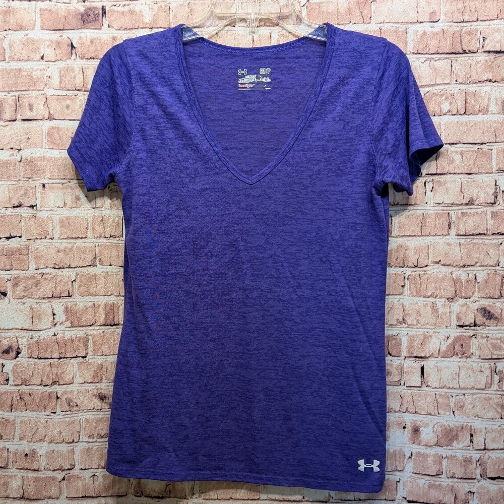 Under Armour T-shirt Semi-Fitted Heat Gear V-Neck THIN Tee Size Small